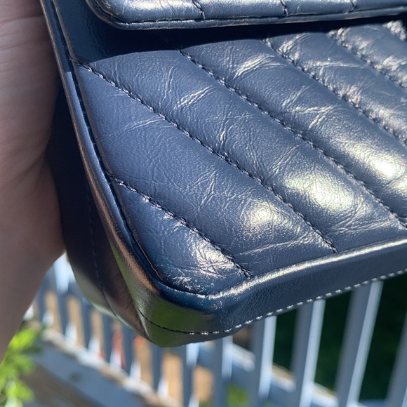 CHANEL  2.55 Reissue Double Flap Bag Chevron Blue w/receipt - Picture 14 of 17